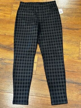 NWT Sanctuary Women’s XS Black Gray Gingham-Check Pull-On Pants Pockets